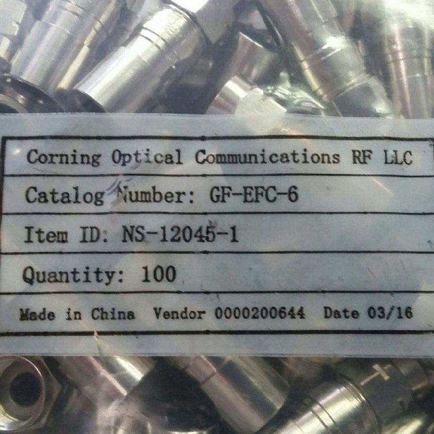Corning Gilbert GF-EFC-6 RG6 Compression Connectors Coaxial
