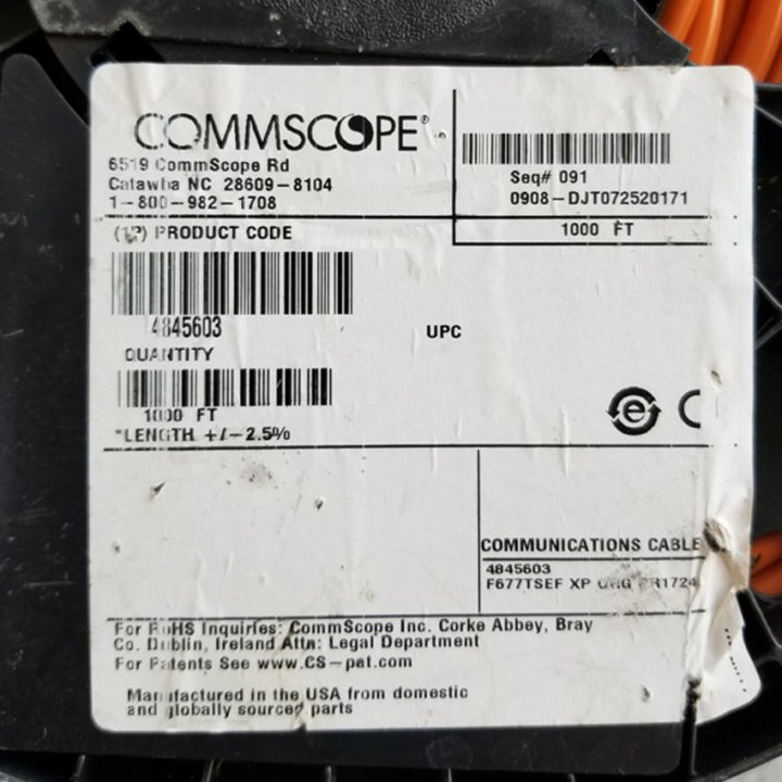 Commscope RG6 F677TSEF XP Tri-Shield Orange Flooded Coaxial Cable 1,000FT