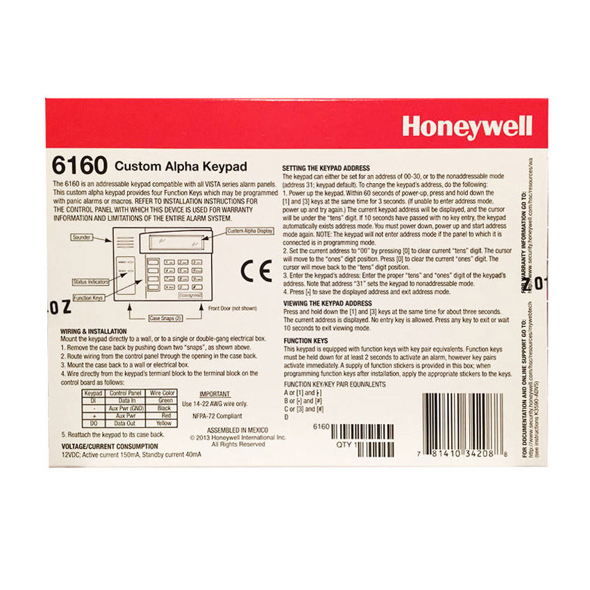 Honeywell Security 6160 Deluxe Keypad Sedectro Honeywell Security 6160 Deluxe Keypad Sedectro